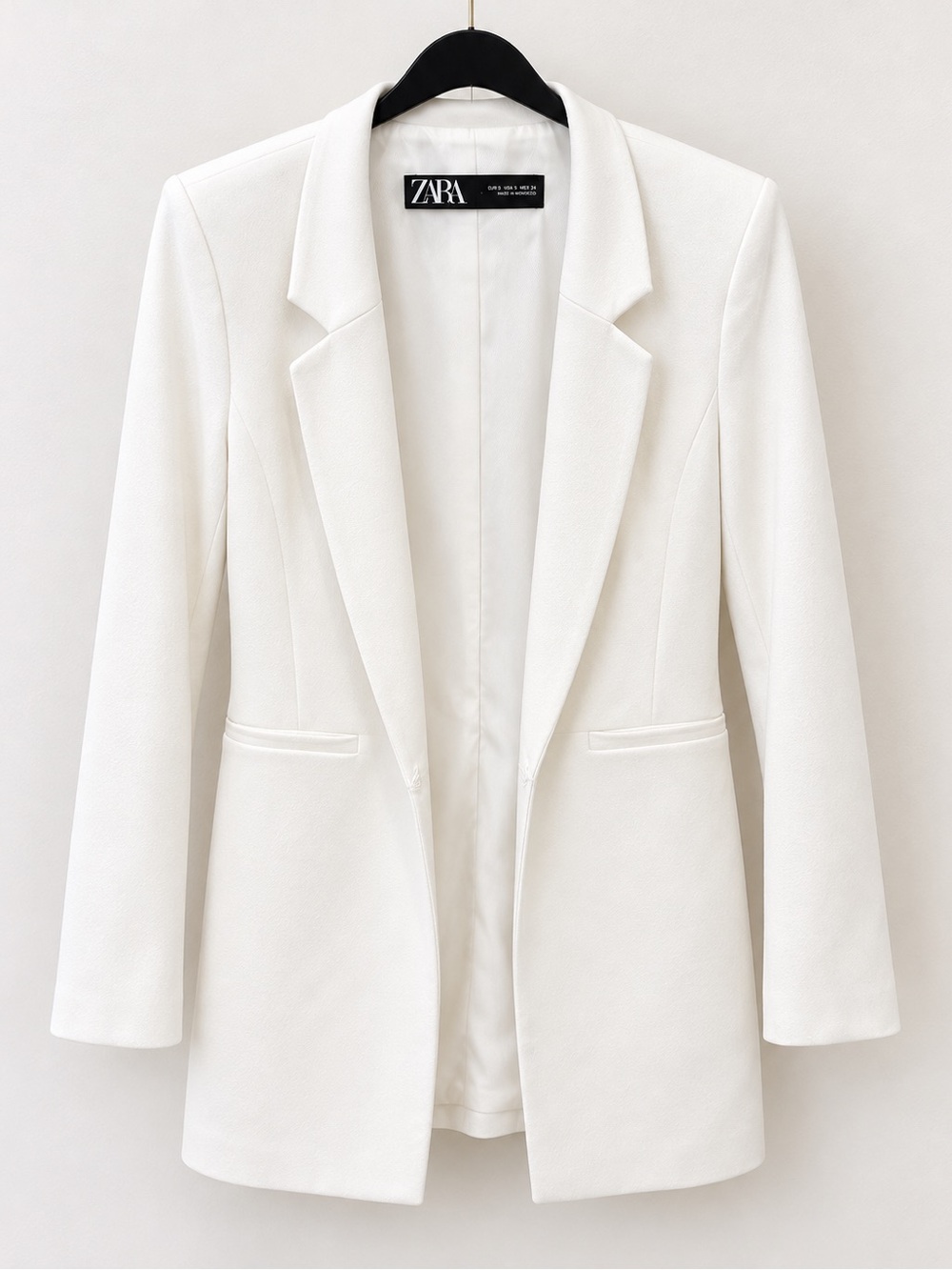 Zara White Structured Longline Blazer